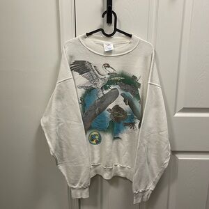 Vintage All Over Print Habitat XCV Nature Aquarium Sweatshirt Sz XL